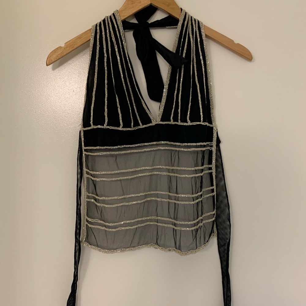 SOLD🖤 VINTAGE 〰️ SEQUINED MESH NEGLIGEE - Picture 2 of 6